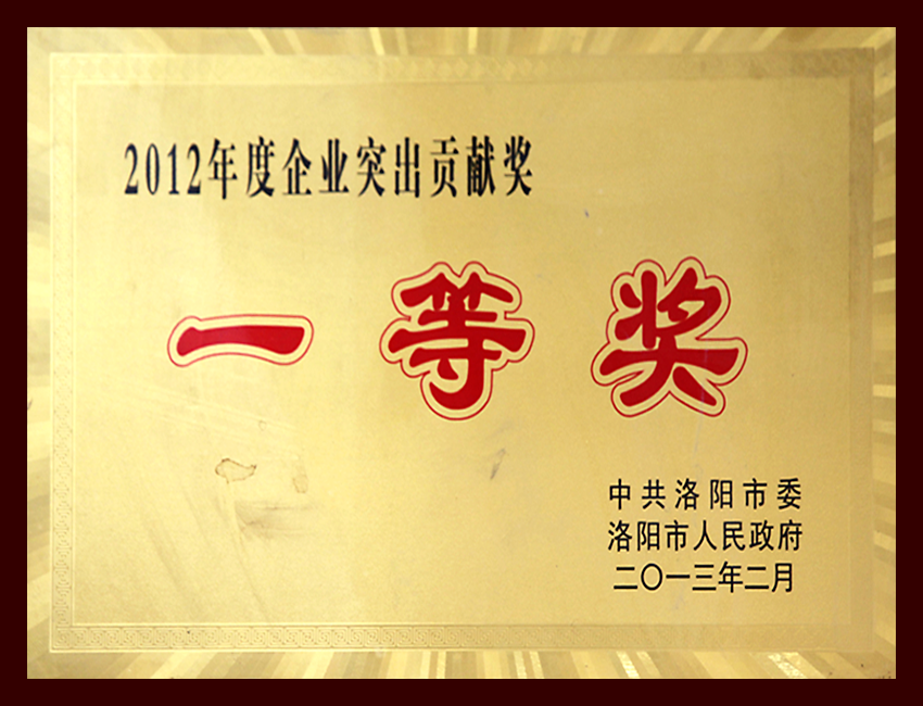 2012年度洛阳市企业突出贡献一等奖