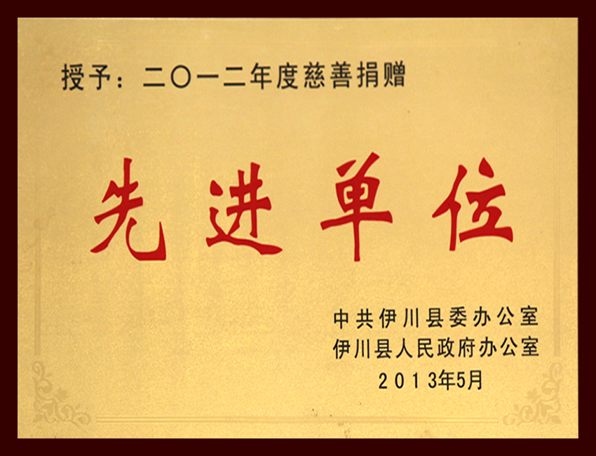 2012年度慈善捐赠先进单位