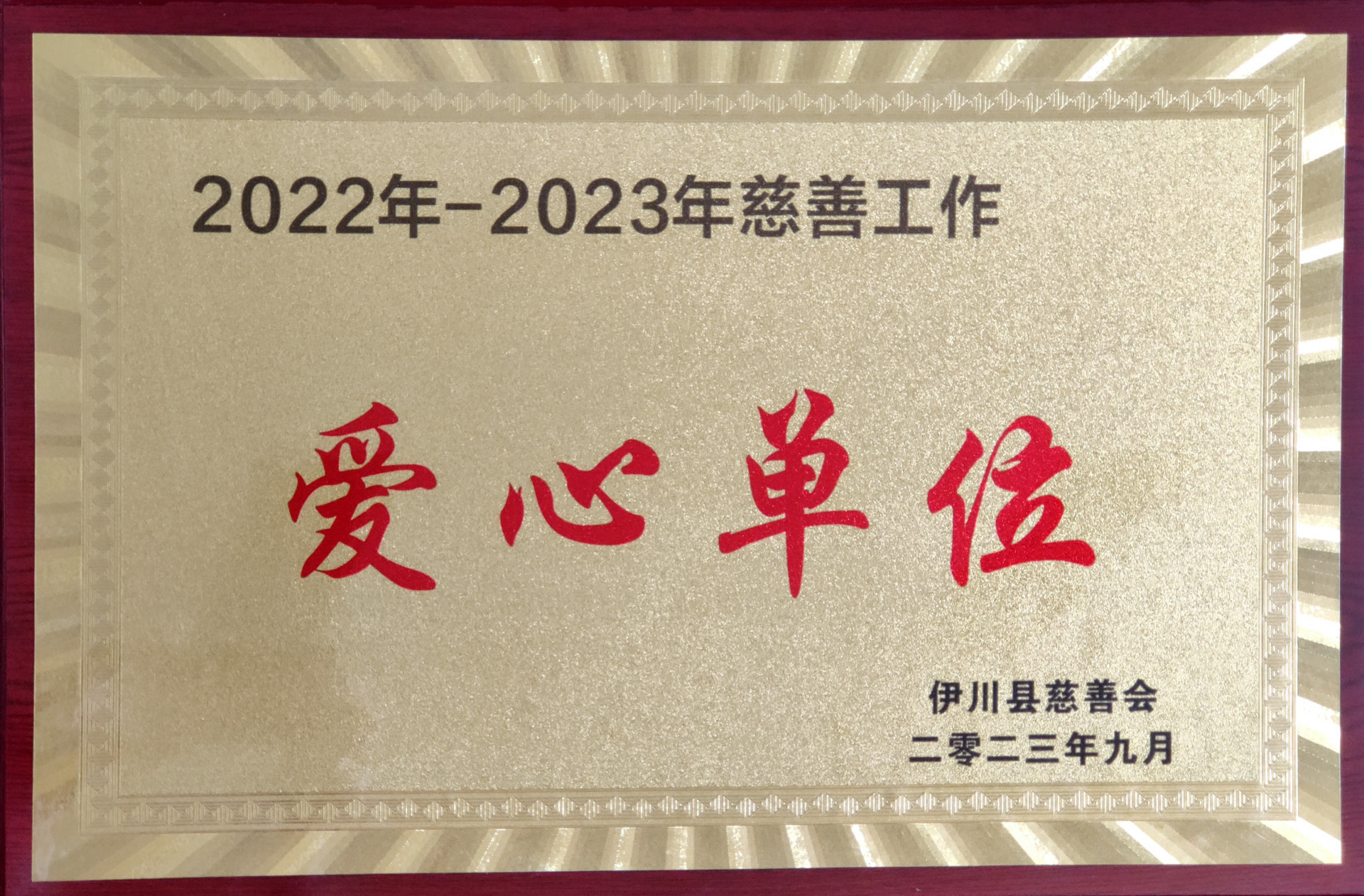 5858体育集团荣获伊川县慈善工作“爱心单位”称号